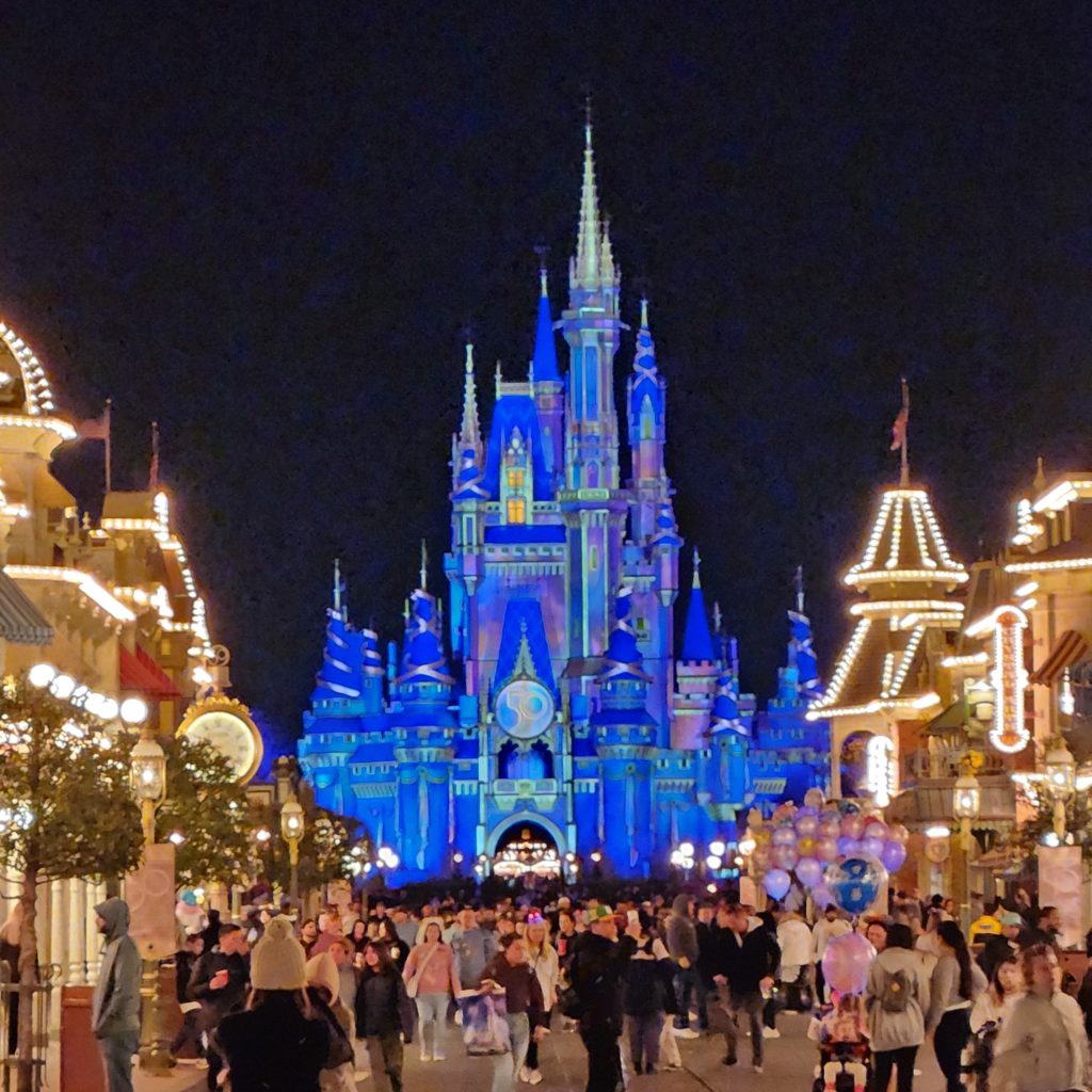 Cinderella Castle at NIght from Main Street