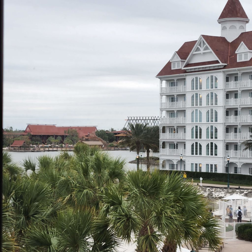 View of Grand Floridian and Polynesian from our table at the Enchanted Rose